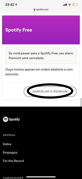 Cancelar Spotify Premium no celular